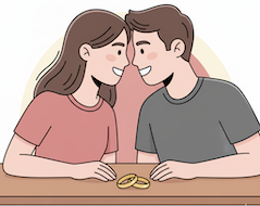 Paar am Tisch winzig Maßgeschneiderte Lösungen für Sie